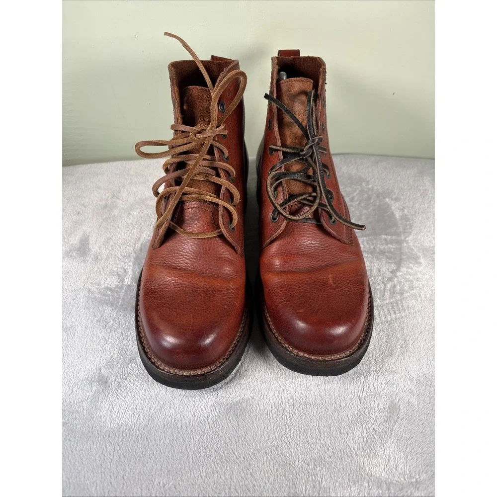 Frye Roland Boots Mens Size 8 Redwood Leather Combat Workwear Lace Up
